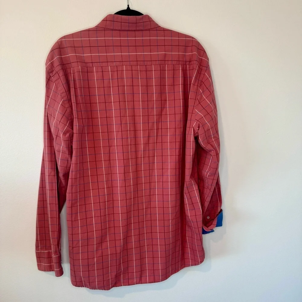Samuel Windsor Button Down Shirt XL Red Windowpane Check Long Sleeve